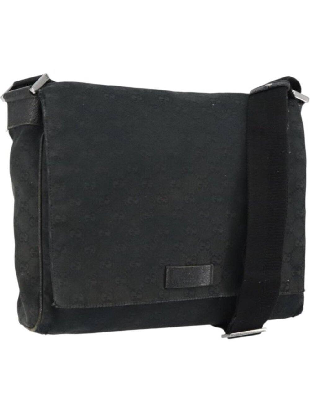 GUCCI GG Canvas Shoulder Bag Black Silver 146236